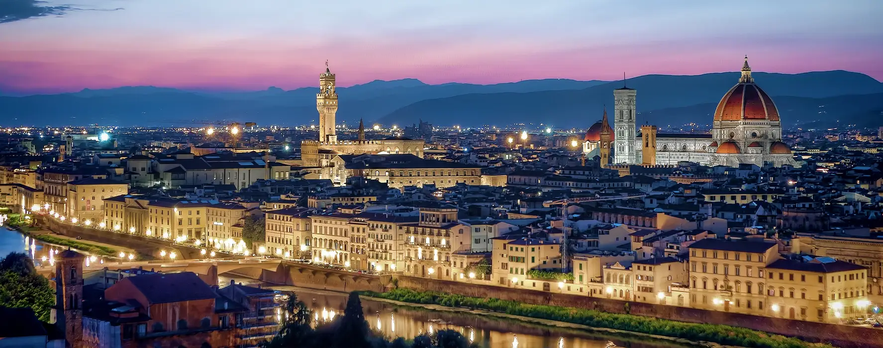 An aerial photo of Piazzale Michelangelo in Italy.